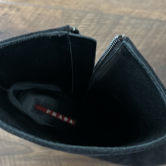 Prada Black Suede Wedge Ankle Boot - Picture 15 of 15